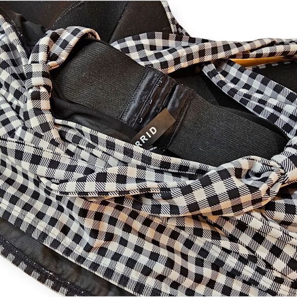 Torrid White Black Gingham Plaid Bikini Top 5x - Picture 2 of 5